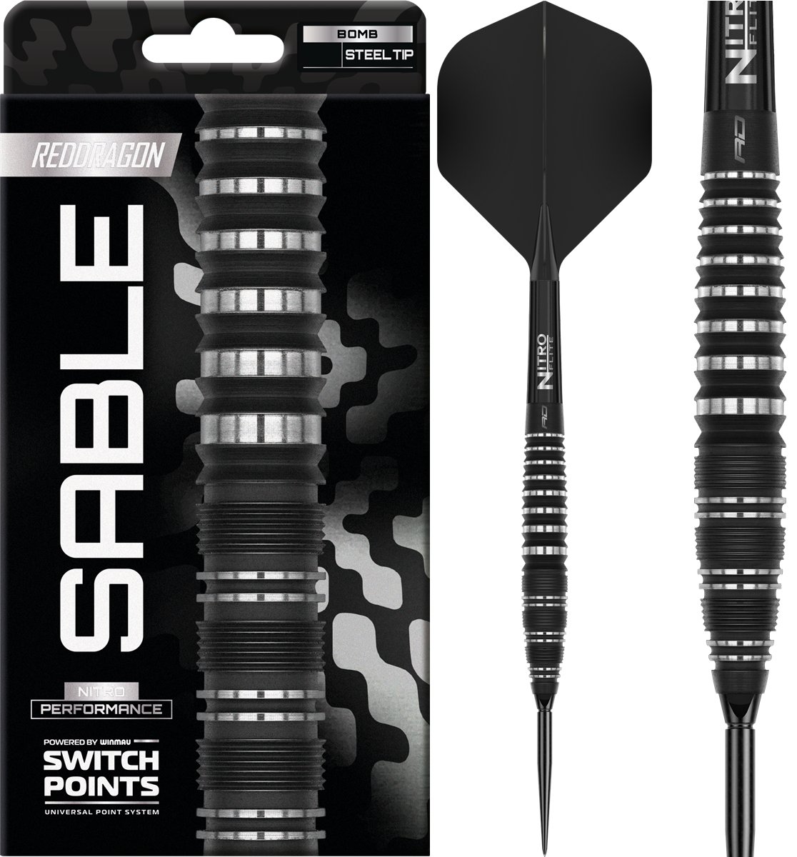 Reddragon Sable Bomb Switch Point 90% Steeldarts 22/24/26 Gramm Steeldarts