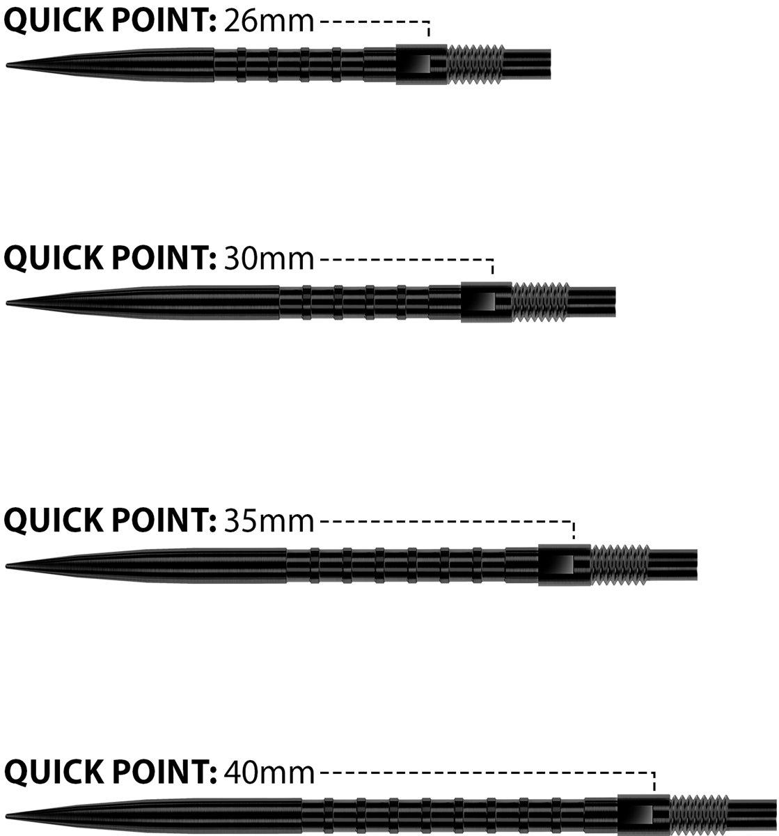 Harrows Quick Points Heavy Metal Grip 26/30/35/40 mm Silber/Schwarz/Gold Wechselspitzen