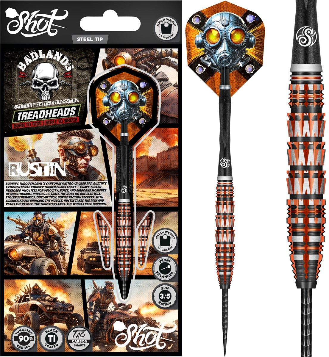 SHOT! Badlands Rustin 90% Steeldart 23/24/25 Gramm Steeldarts