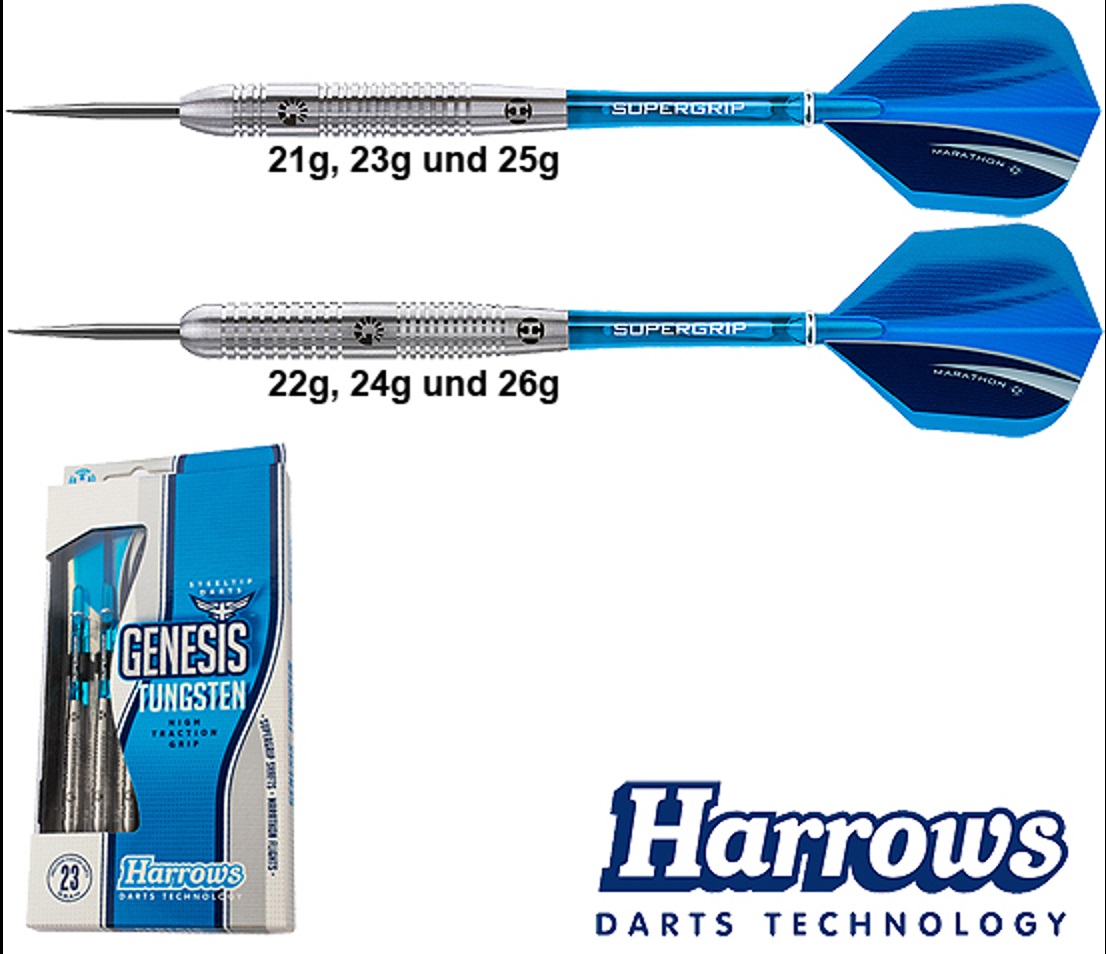 B-Ware Verpackung mit Flecken HARROWS Genesis Tungsten 22 Gramm Steeldarts Steeldarts