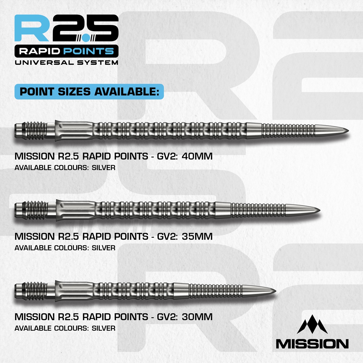 Mission R2.5 Rapid Point RP GV2 Silber 30/35/40 mm Wechselspitzen