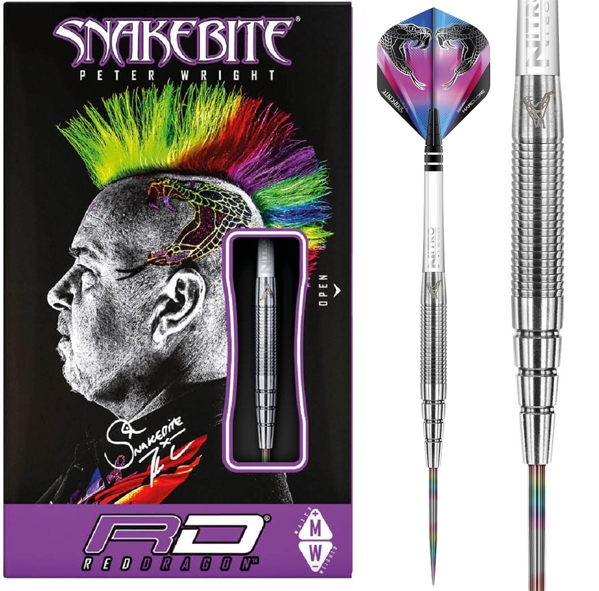 Reddragon Peter Wright Snakebite PL 15 Silver Steeldarts 24 Gramm Steeldarts