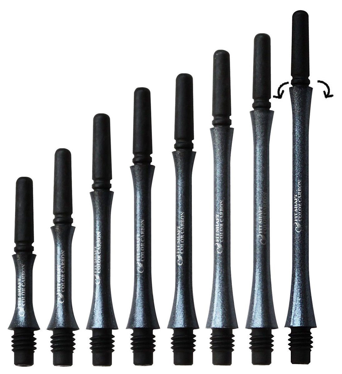 Cosmo Darts Carbon Fit Shafts Slim Pearl Black Spinning 4 Stück Shafts