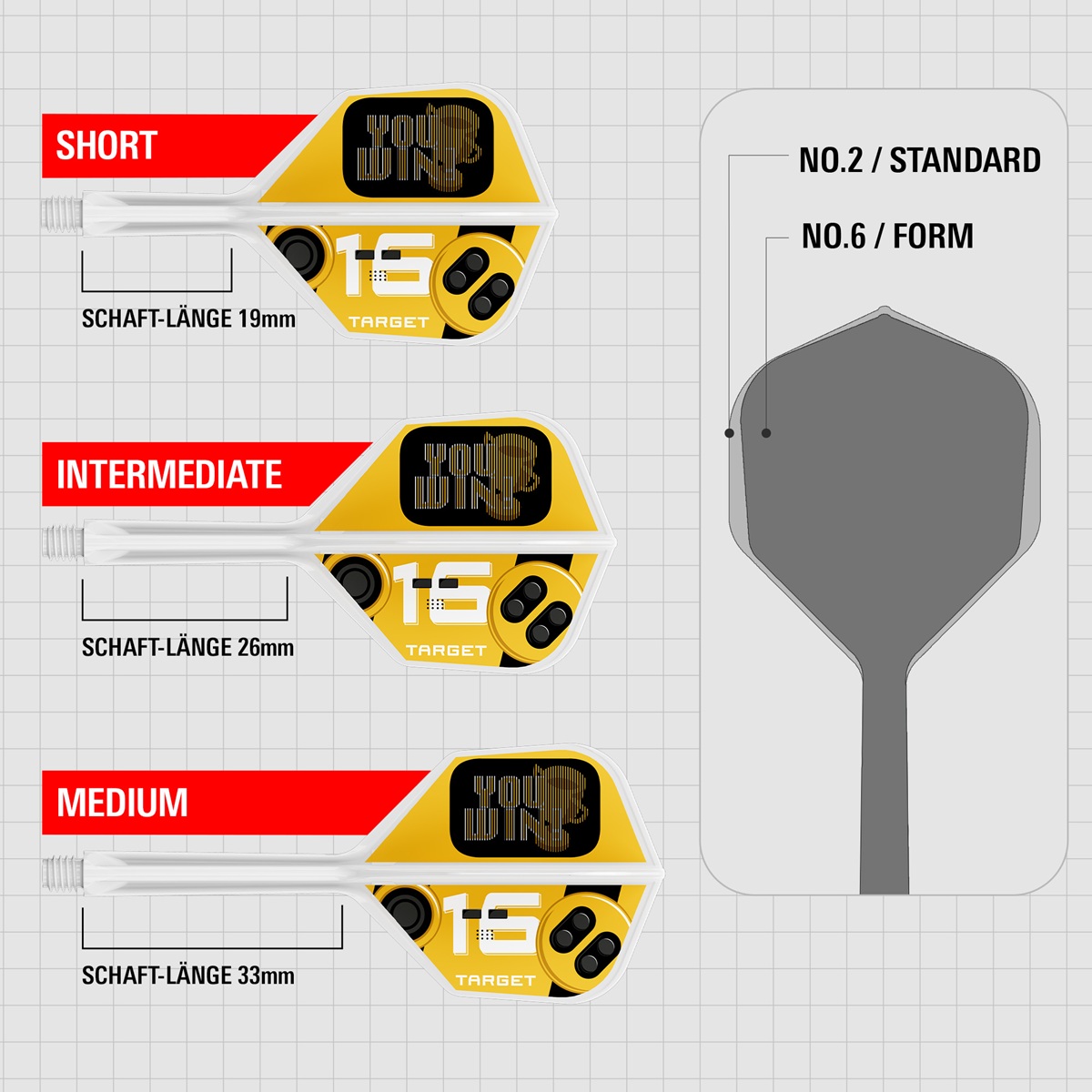 Target K-Flex You Win Shaft/Flight System Shape No6 Shafts