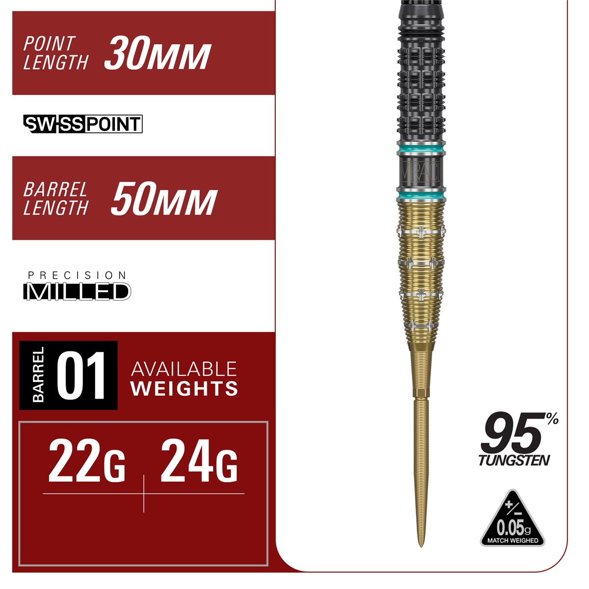 Target The Miracle Mikuru Suzuki Gen 7.5 Swiss Point 95% Steeldarts 22/24 Gramm Steeldarts