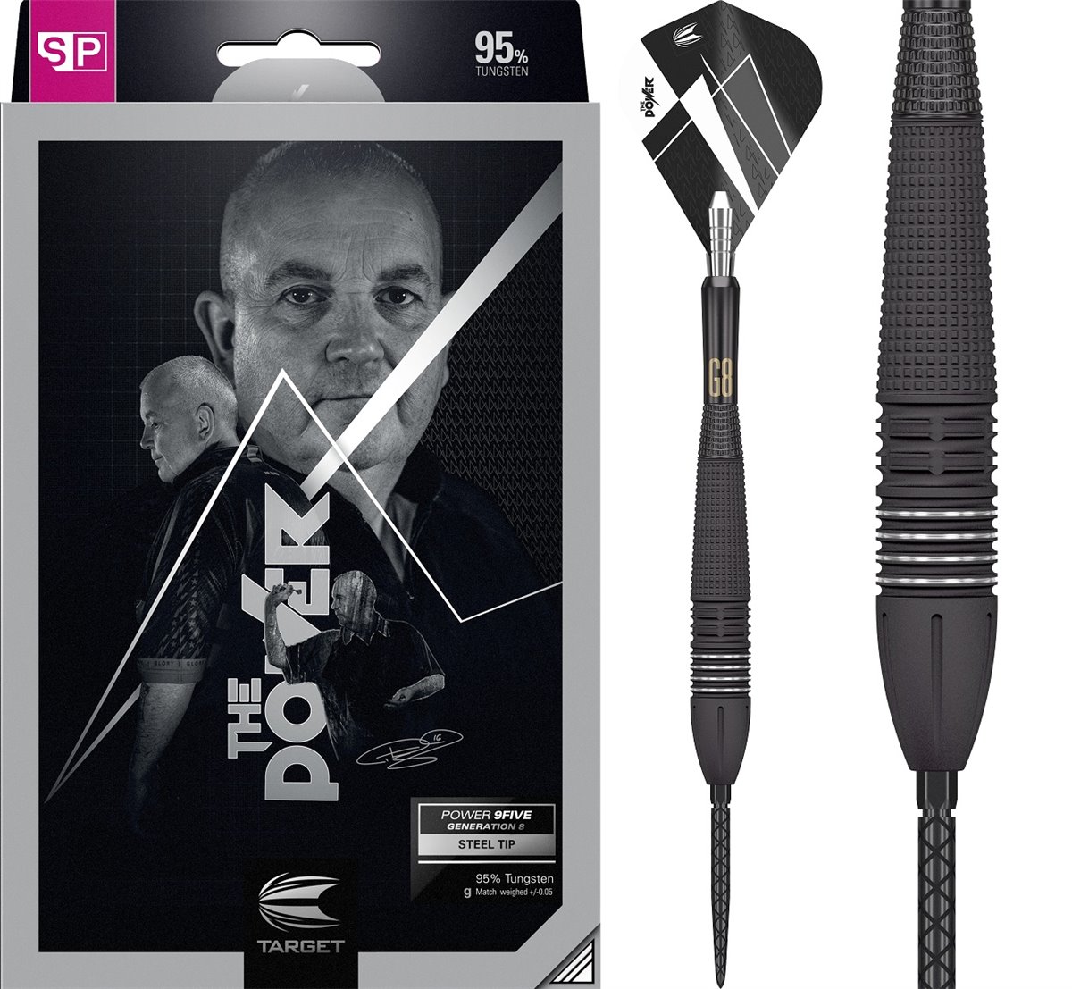Target Phil "the Power" Taylor 9FIVE G8 Swiss Point 2021 Steeldarts 22/24/26 Gramm Steeldarts