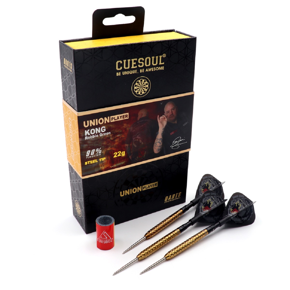 Cuesoul Steeldarts KONG Robbie Green + TERO Flights 22 Gramm 90% Tungsten Steeldarts