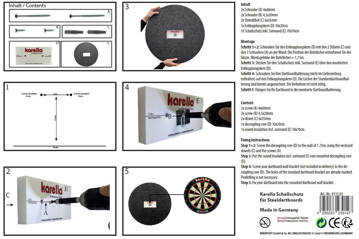 Karella Schallschutz für Steeldartboards Steel Dartscheibe Schallschutz