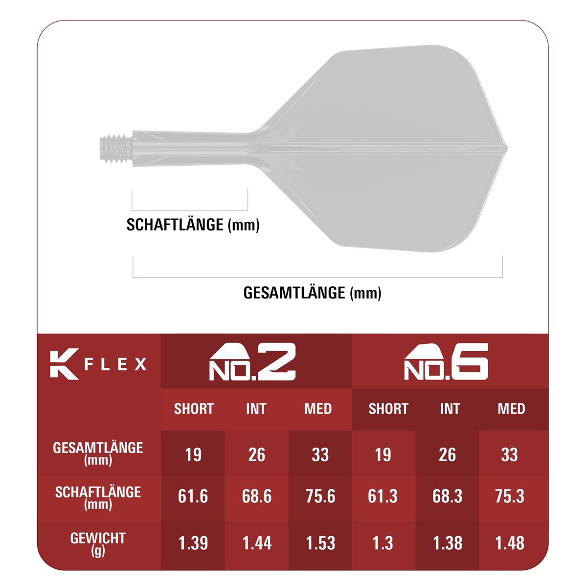 Target Japan Zenith K-Flex Shaft/Flight System Shape No6 Shafts