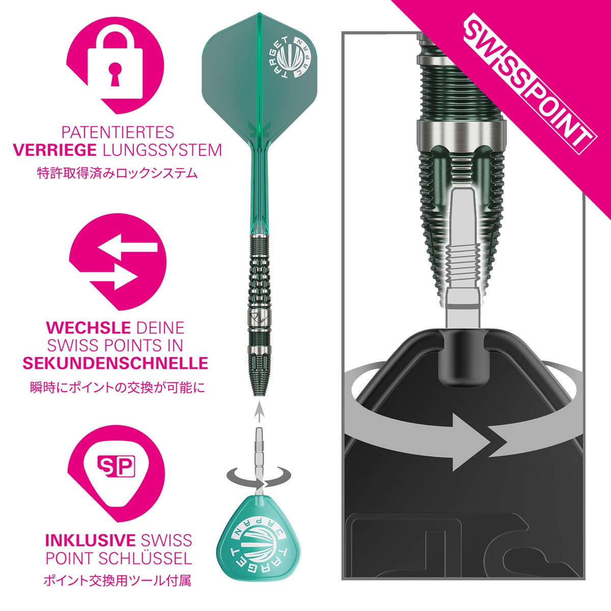 Target Japan PW G3 90% Swiss Points Steeldarts 23/25 Gramm Steeldarts