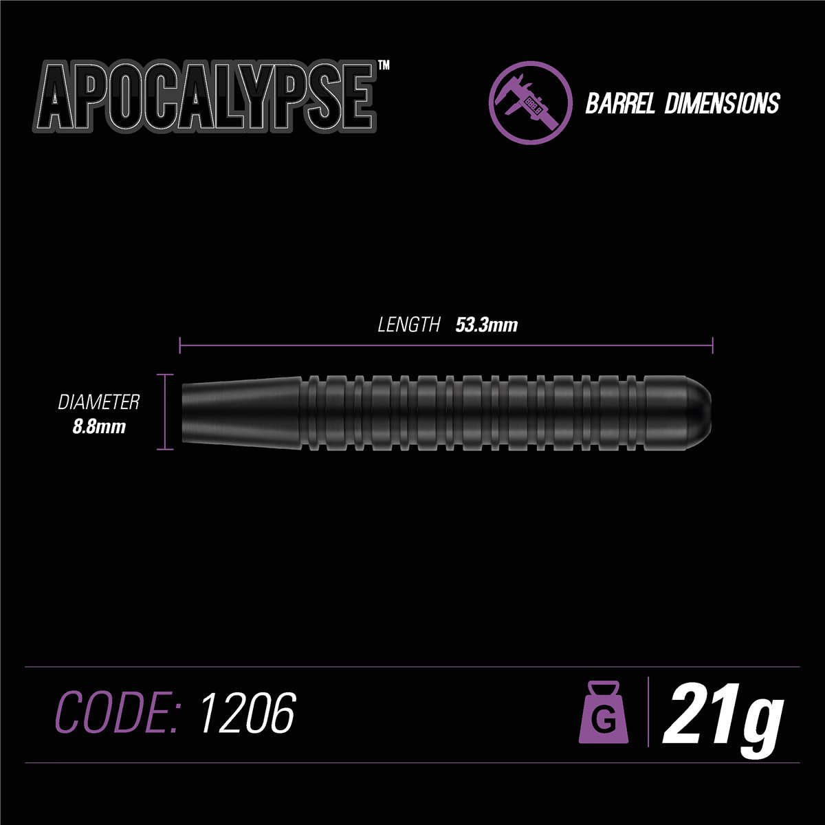 Steeldart Winmau Steeldarts "APOCALYPSE" 1206 19/21 g Steeldarts