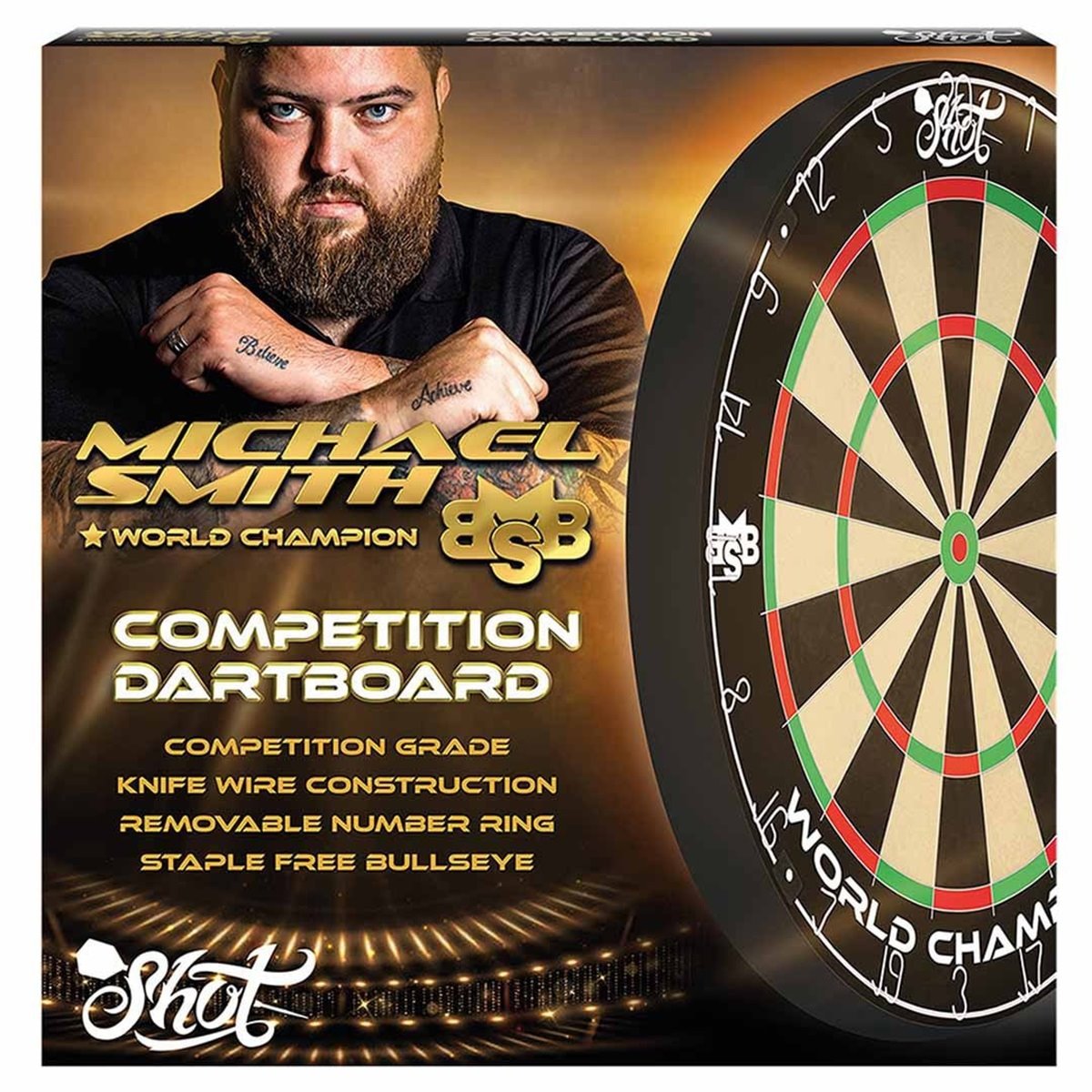 Shot Michael Smith Competition Bristle Dartboard Steeldart Scheibe