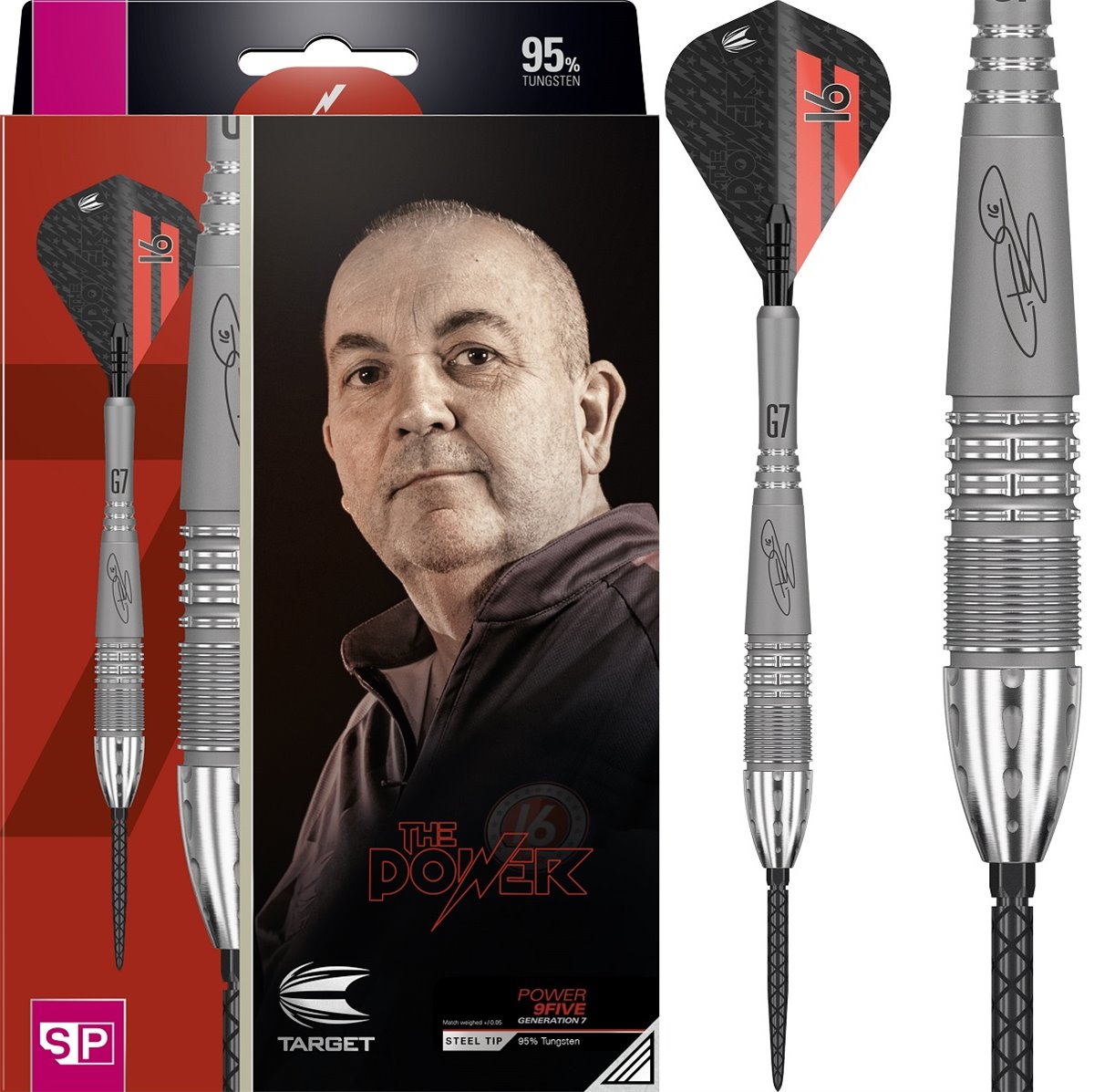 Target Phil "the Power" Taylor 9FIVE G7 Swiss Point 2020 Steeldarts 22/24/26 Gramm Steeldarts