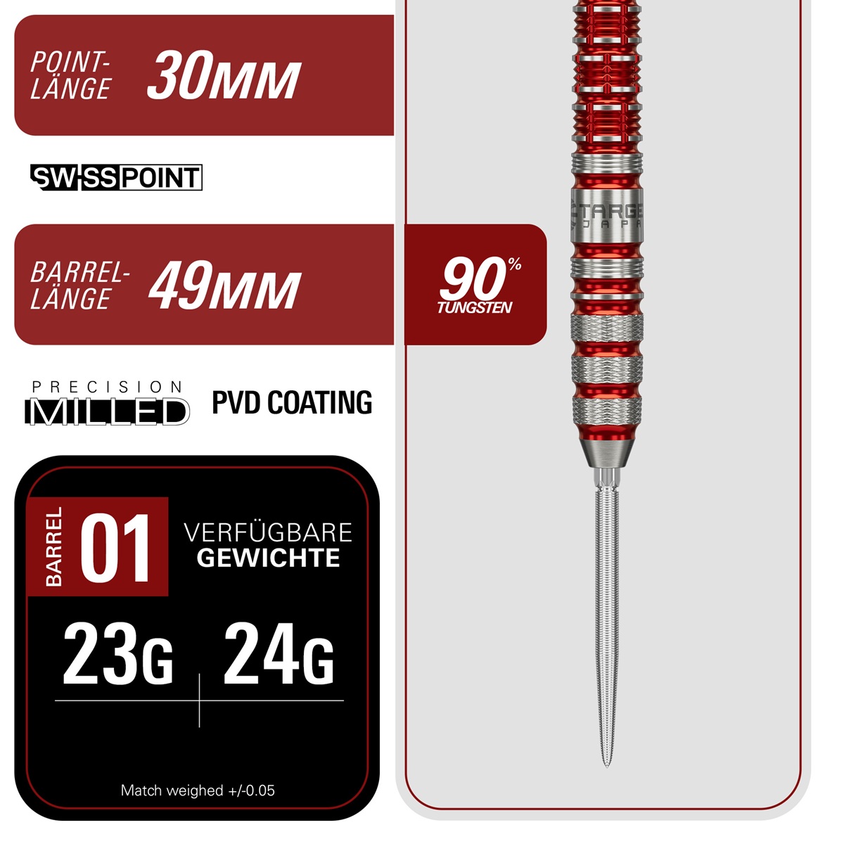 Target Black Marque Spinel 90% Swiss Points Steeldarts 23/24 Gramm Steeldarts