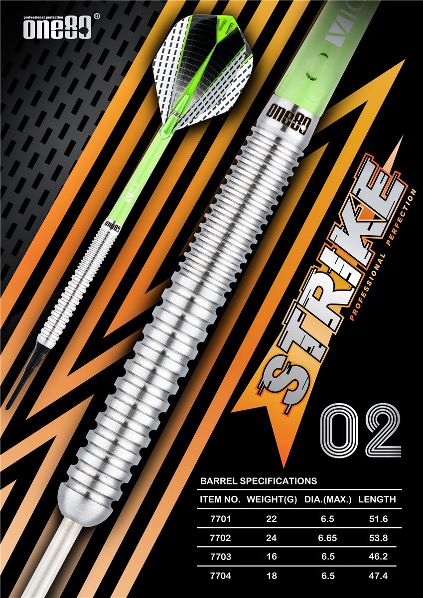ONE80 Strike 2 Steeldarts ONE80 22 24 Gramm Steeldarts