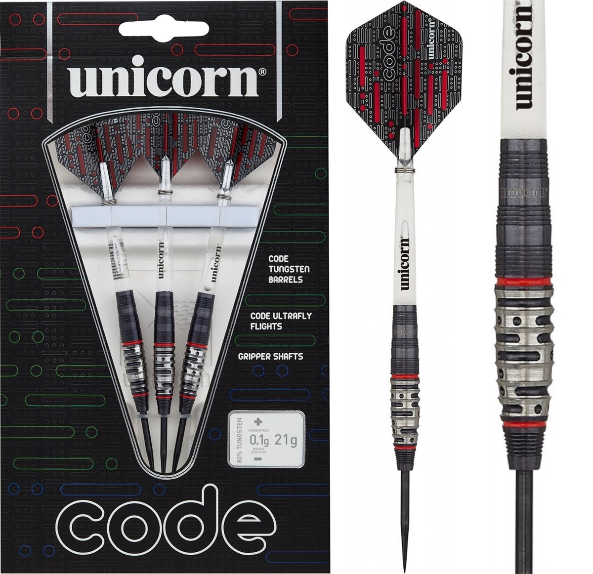 Unicorn Code Rot Steeldart 20/22/24 Gramm Steeldarts