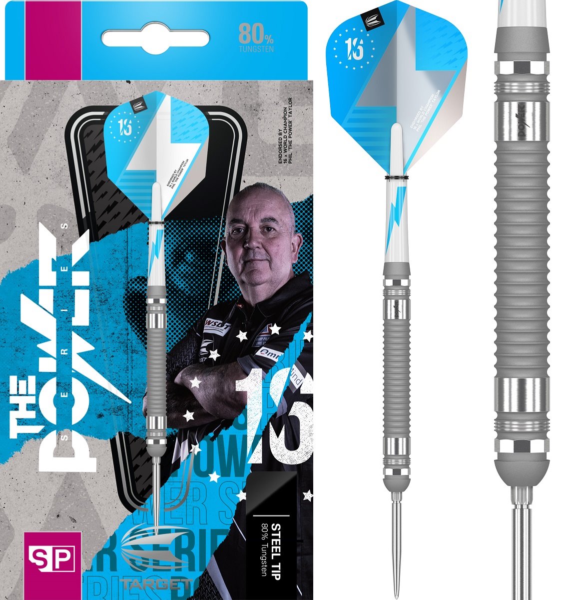 Target Phil "the Power" Taylor 80% Swiss Point Silver 2022 Steeldarts 23/24 Gramm Steeldarts