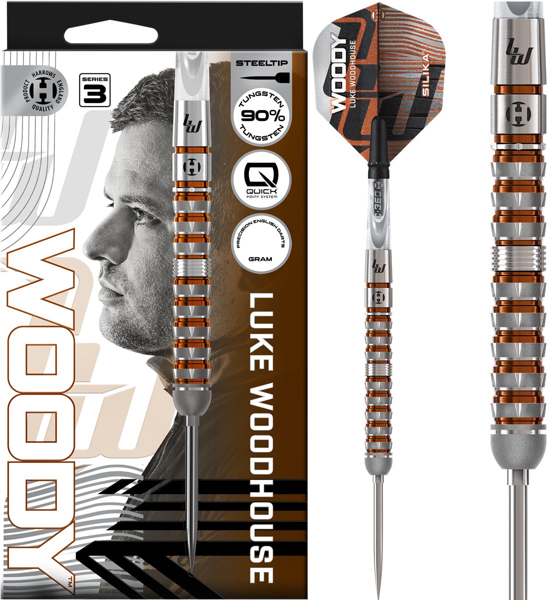 Harrows Luke Woodhouse G3 90% Quick Points Steeldarts 21/23/25 Gramm Steeldarts
