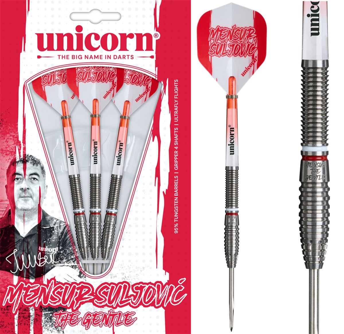 Unicorn Mensur Suljovic 95% Steeldarts 21/23/25 Gramm Steeldarts