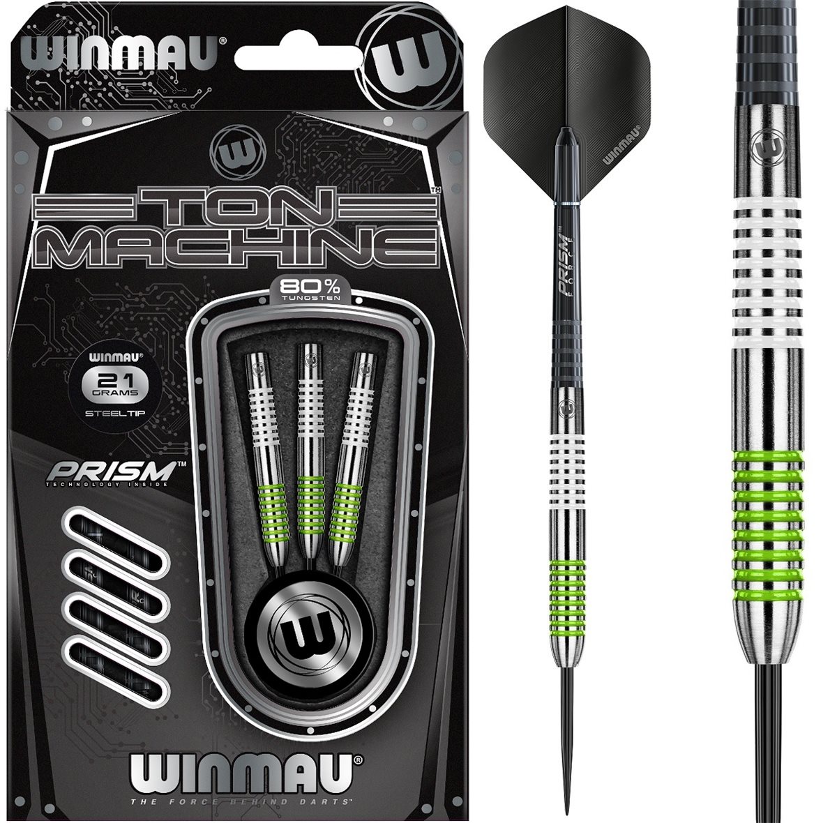 Steeldart Winmau "TON MACHINE" Grün 21/23/25/27g 80 % Tungsten Steeldarts