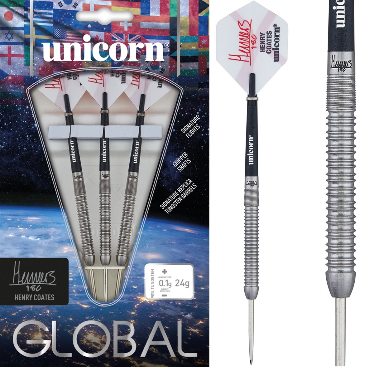 Unicorn Global Henry Coates 90% Steeldarts 24 Gramm Steeldarts