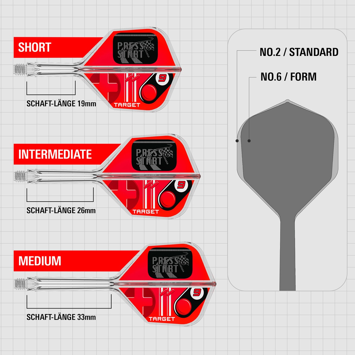 Target K-Flex Press Start Shaft/Flight System Shape No6 Shafts