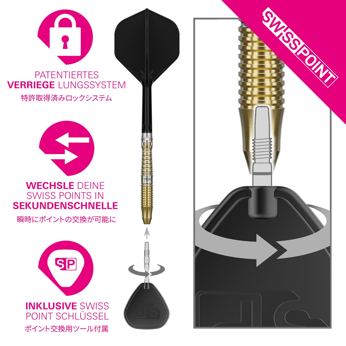 Target Black Marque Enzo 90% Swiss Points Steeldarts 22/24 Gramm Steeldarts