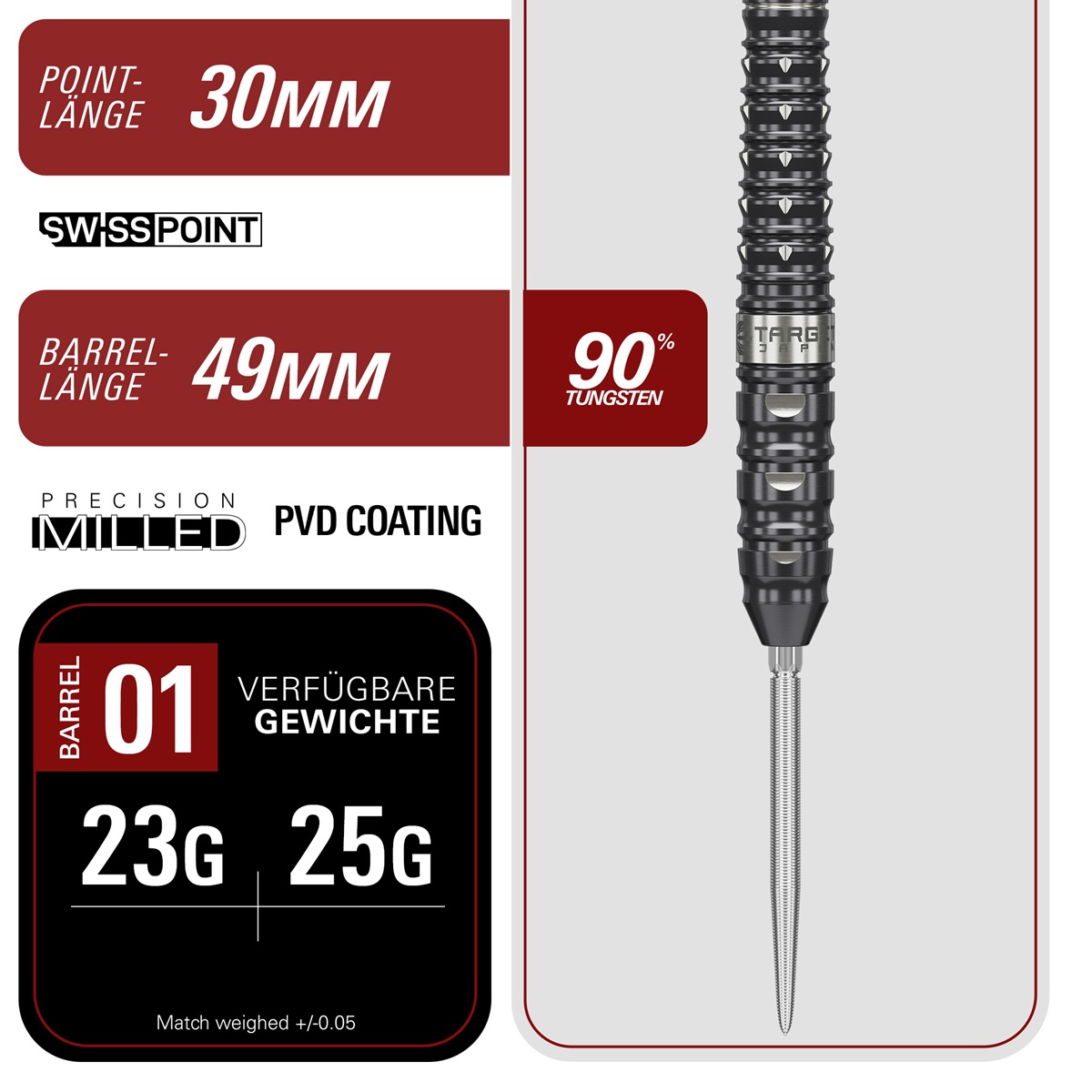 Target Black Marque Eclipse 90% Swiss Points Steeldarts 23/25 Gramm Steeldarts