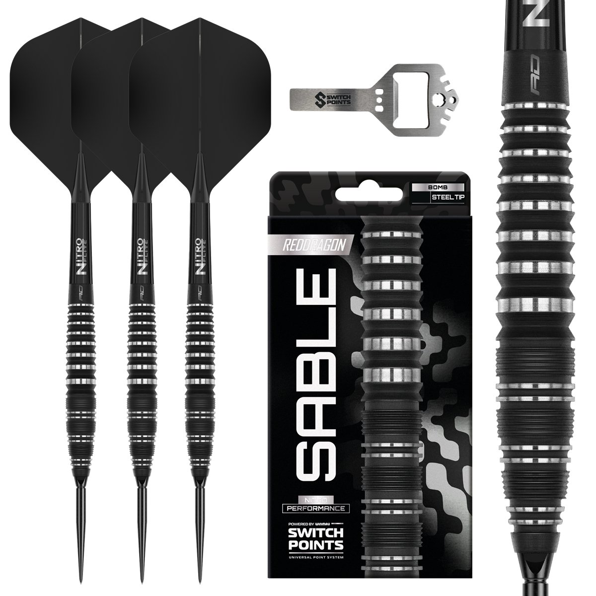 Reddragon Sable Bomb Switch Point 90% Steeldarts 22/24/26 Gramm Steeldarts
