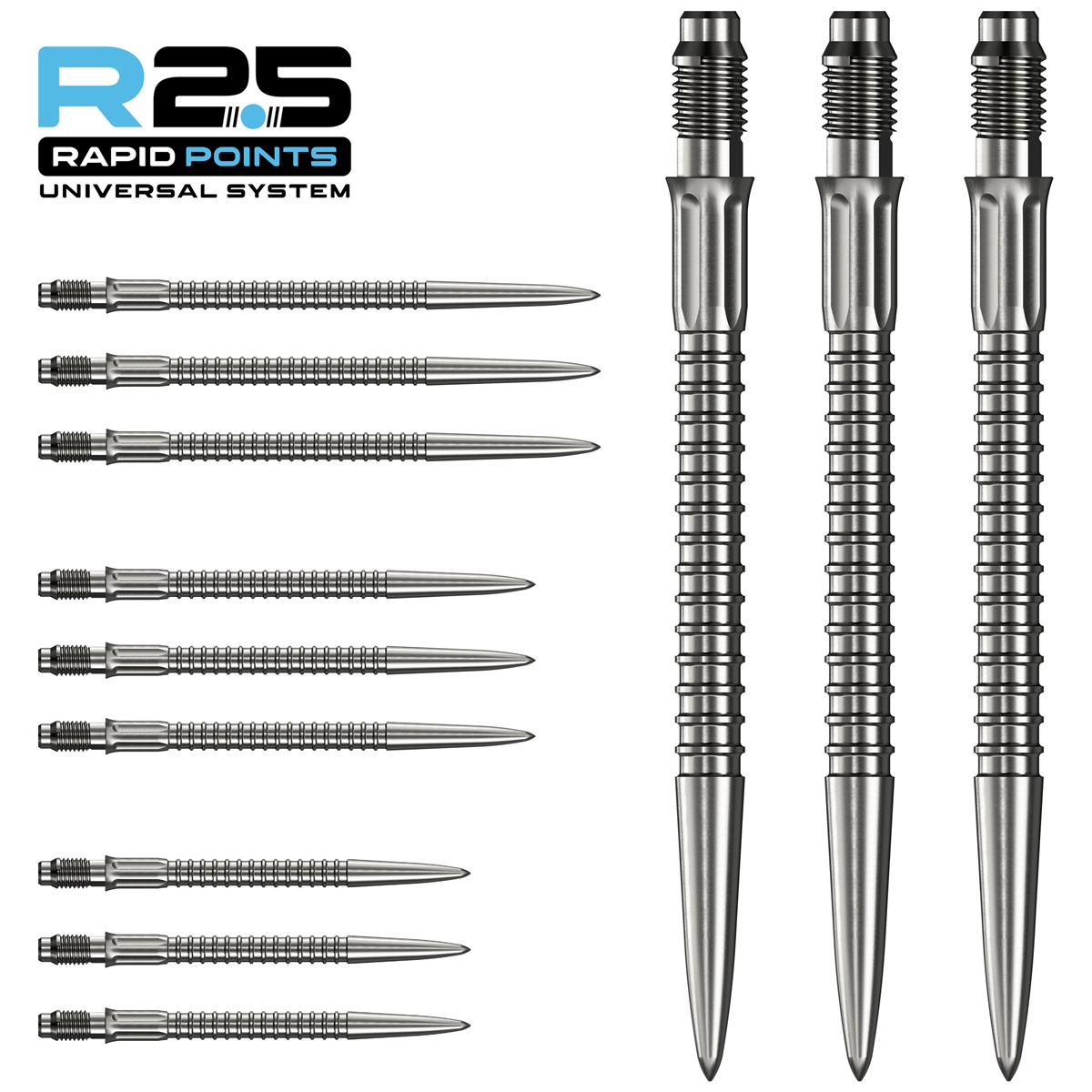 Mission R2.5 Rapid Point RP GV1 Silber/Schwarz/Gold 30/35/40 mm Wechselspitzen