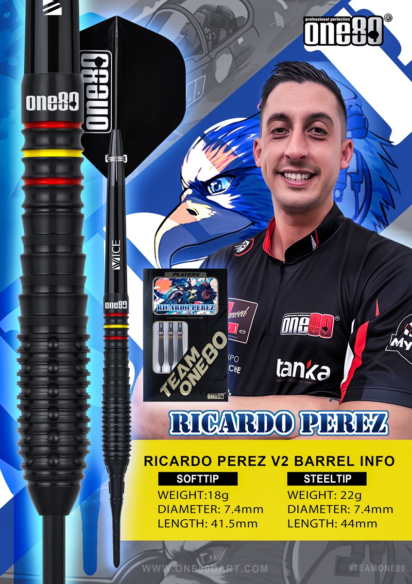 ONE80 Ricardo Perez V2 90% Steeldarts 22 Gramm Steeldarts