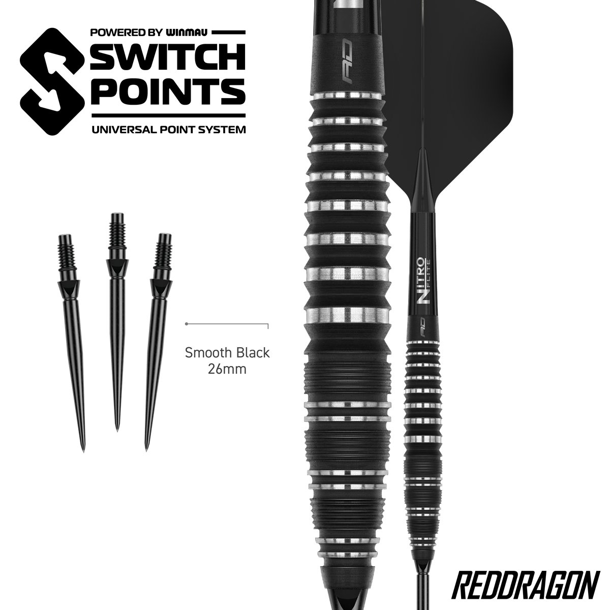 Reddragon Sable Bomb Switch Point 90% Steeldarts 22/24/26 Gramm Steeldarts