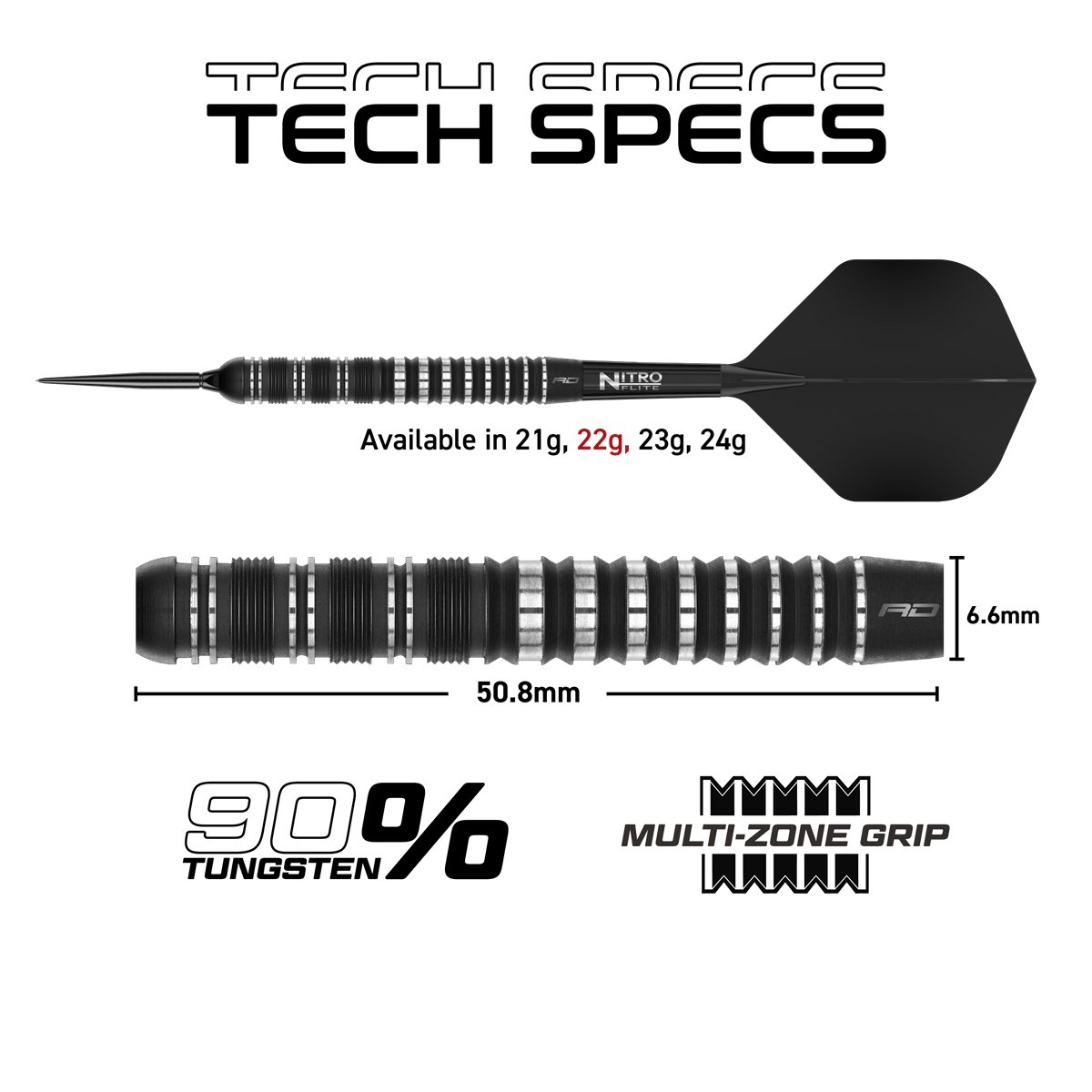 Reddragon Sable Parallel Switch Point 90% Steeldarts 21/22/23/24 Gramm Steeldarts