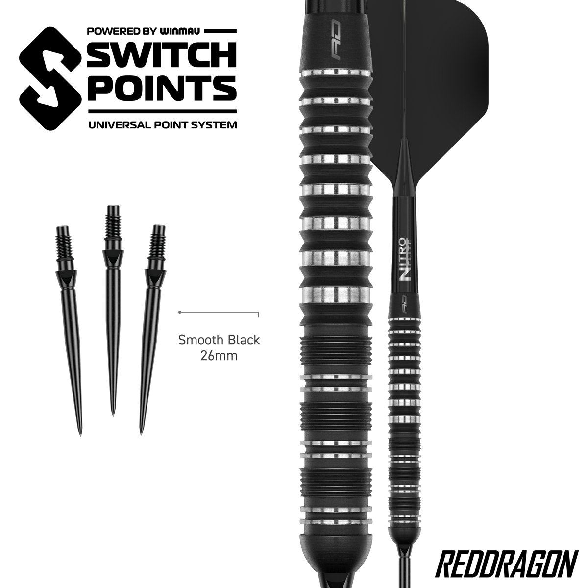 Reddragon Sable Parallel Switch Point 90% Steeldarts 21/22/23/24 Gramm Steeldarts