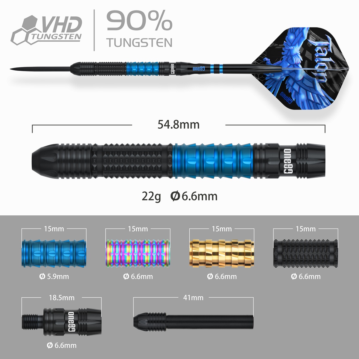 ONE80 Talon T1 90% Steeldarts 22 Gramm Steeldarts
