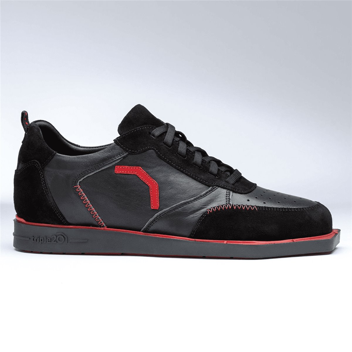 Triple20 Dartschuhe Leder Schwarz Rot Dartschuh