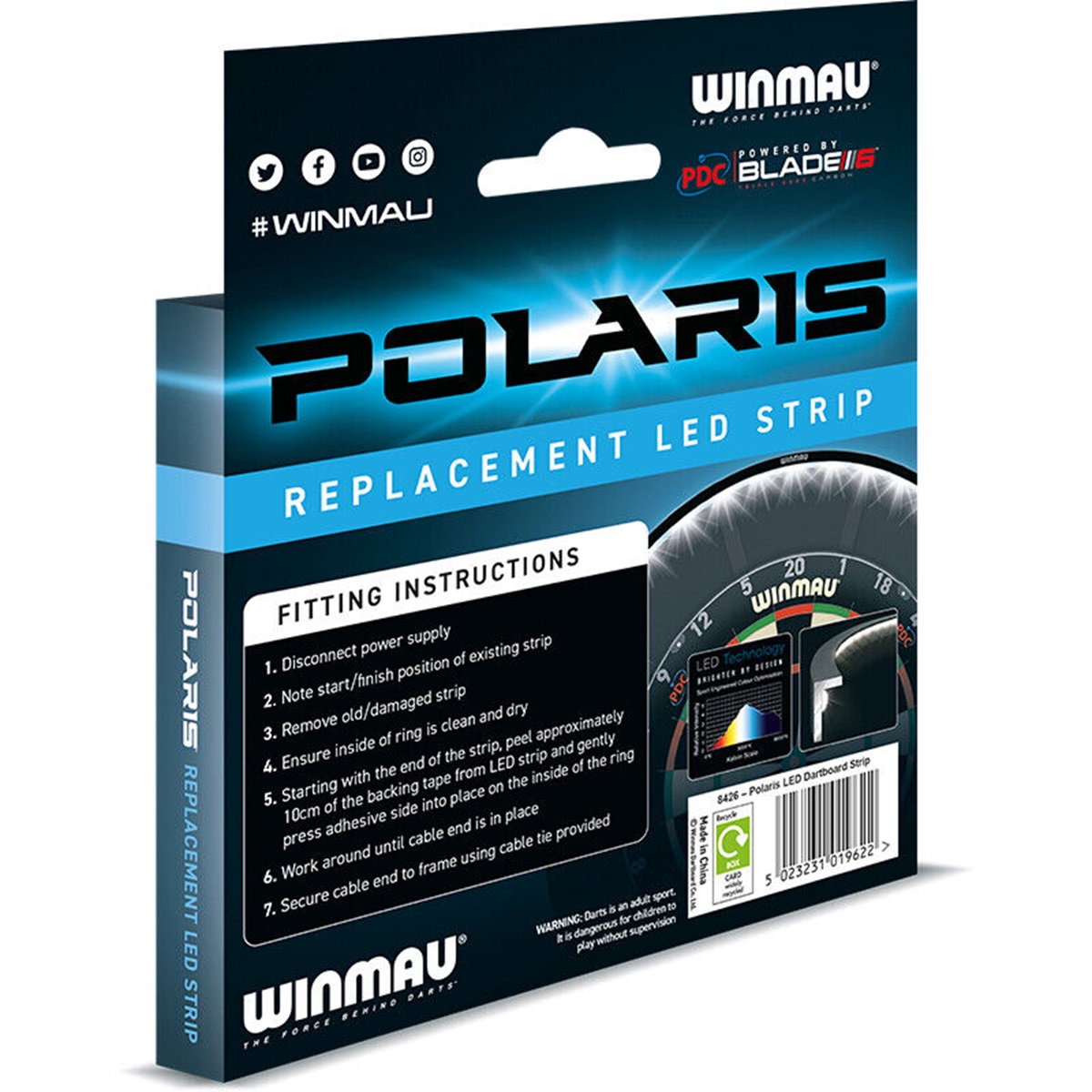 Winmau Ersatz LED Streifen für Polaris Dartboart Licht Boardzubehör