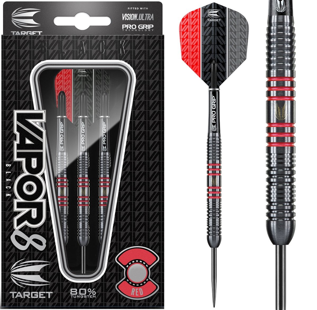 Target Vapor8 Schwarz Rot Steeldart 23/25 Gramm Steeldarts