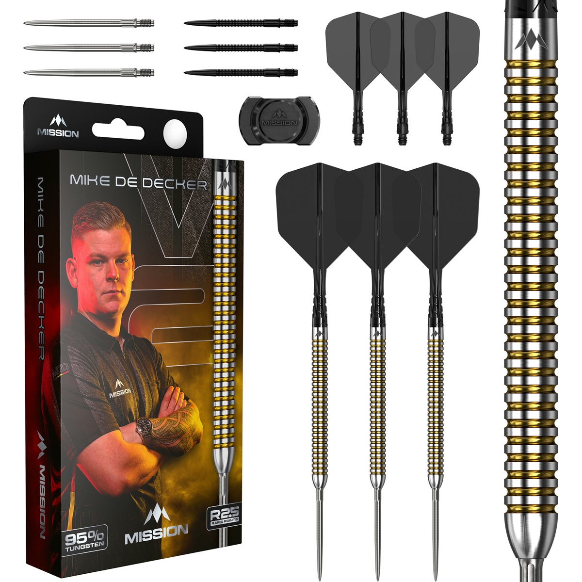 Mission Mike De Decker V2 RP 95% Steeldarts 22/24 Gramm Steeldarts