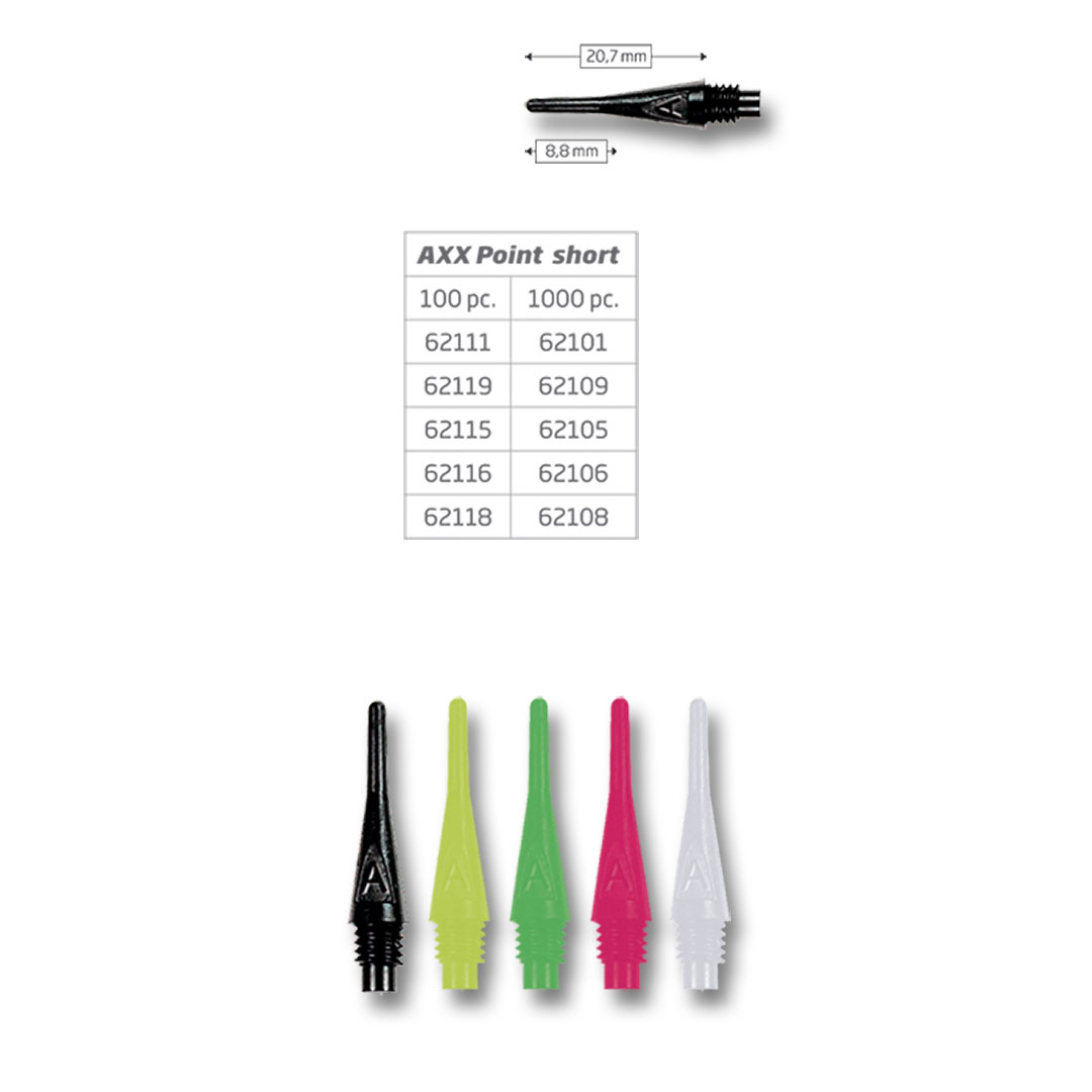 Bull's Axx Tips kurz 6mm 100 oder 1000 Stück Soft Dart Spitzen
