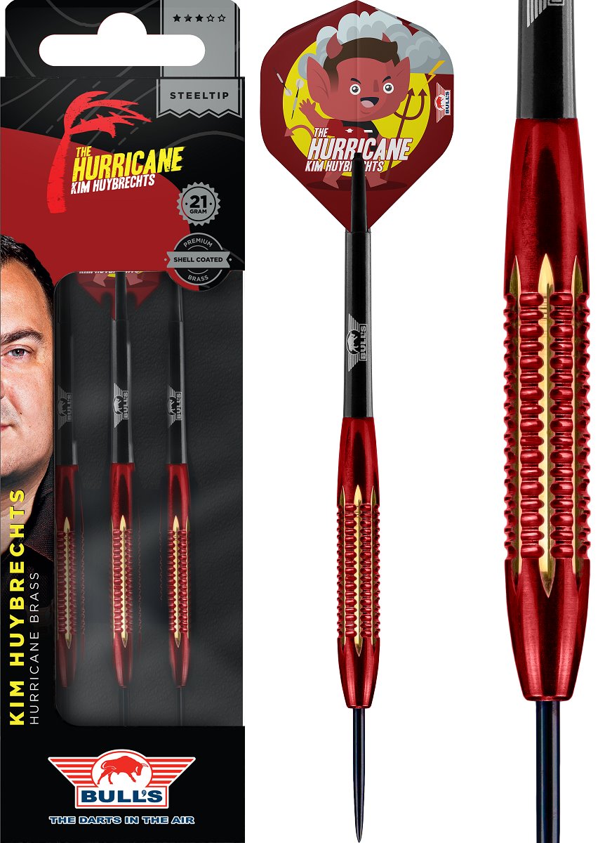 Bull's Kim Huybrechts Hurricane Red Brass Steeldarts 21 Gramm Steeldarts