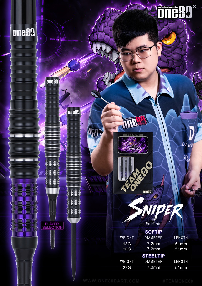 ONE80 Luo Zhuolun Sniper 90% Steeldarts 22 Gramm Steeldarts