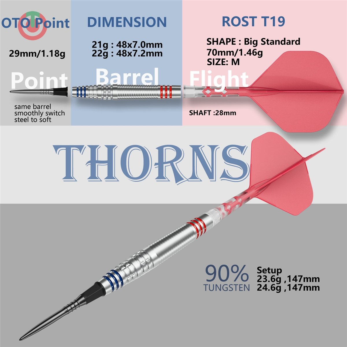 Cuesoul Forest Thorns 90% Softdarts + Conversion Points No.5 21 Gramm Softdarts