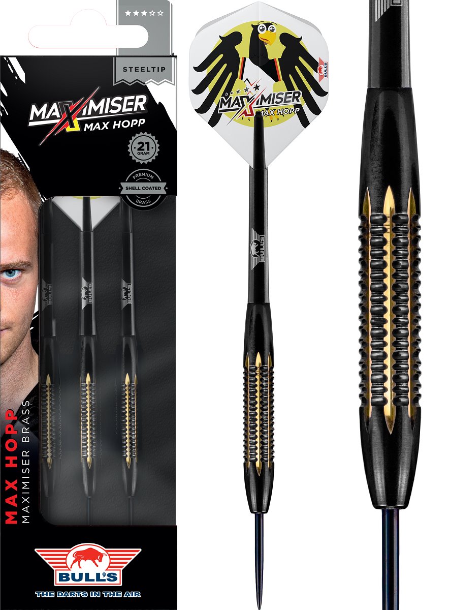Bull's MAX HOPP Black Brass Steeldarts Maximiser 21 Gramm Steeldarts