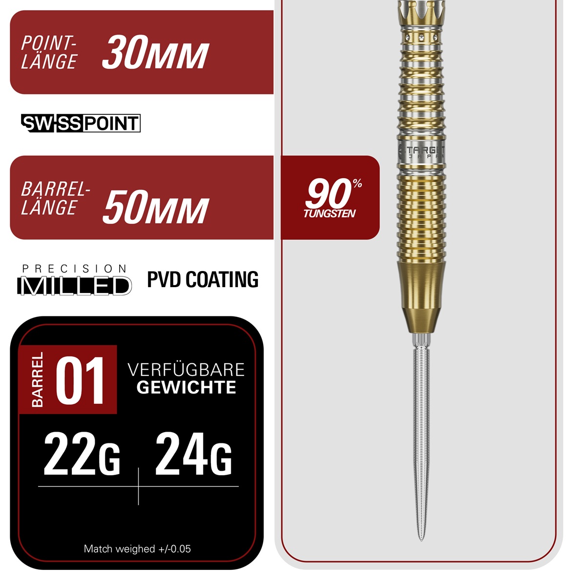 Target Black Marque Enzo 90% Swiss Points Steeldarts 22/24 Gramm Steeldarts