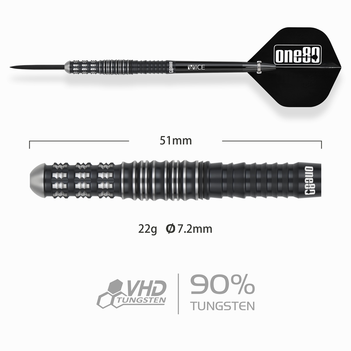 ONE80 Luo Zhuolun Sniper 90% Steeldarts 22 Gramm Steeldarts