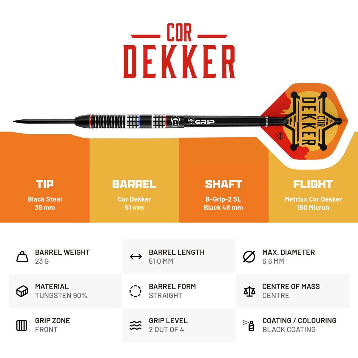 Bull´s Cor Dekker 90% Steeldarts 23 Gramm Steeldarts