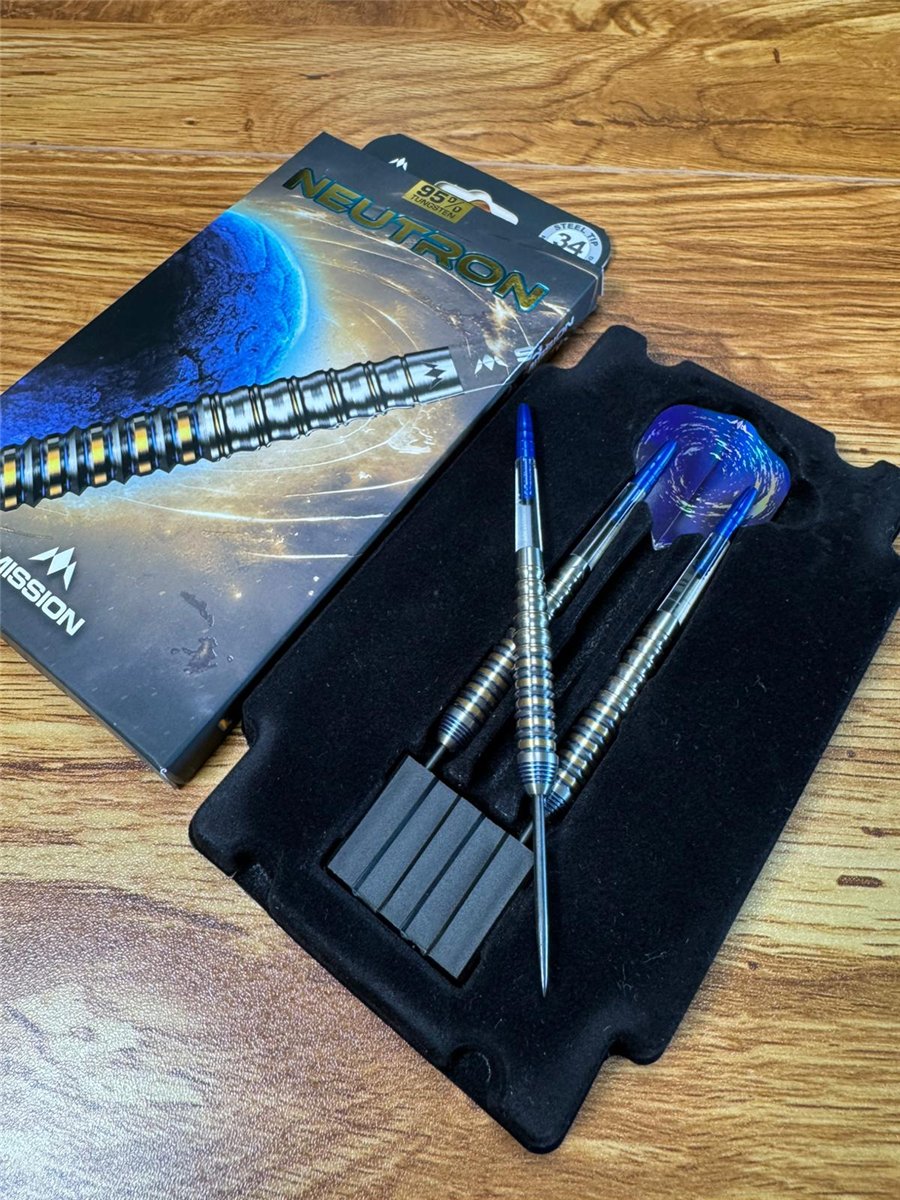Mission Neutron Blue & Gold PVD 95% Steeldarts 34 Gramm Steeldarts