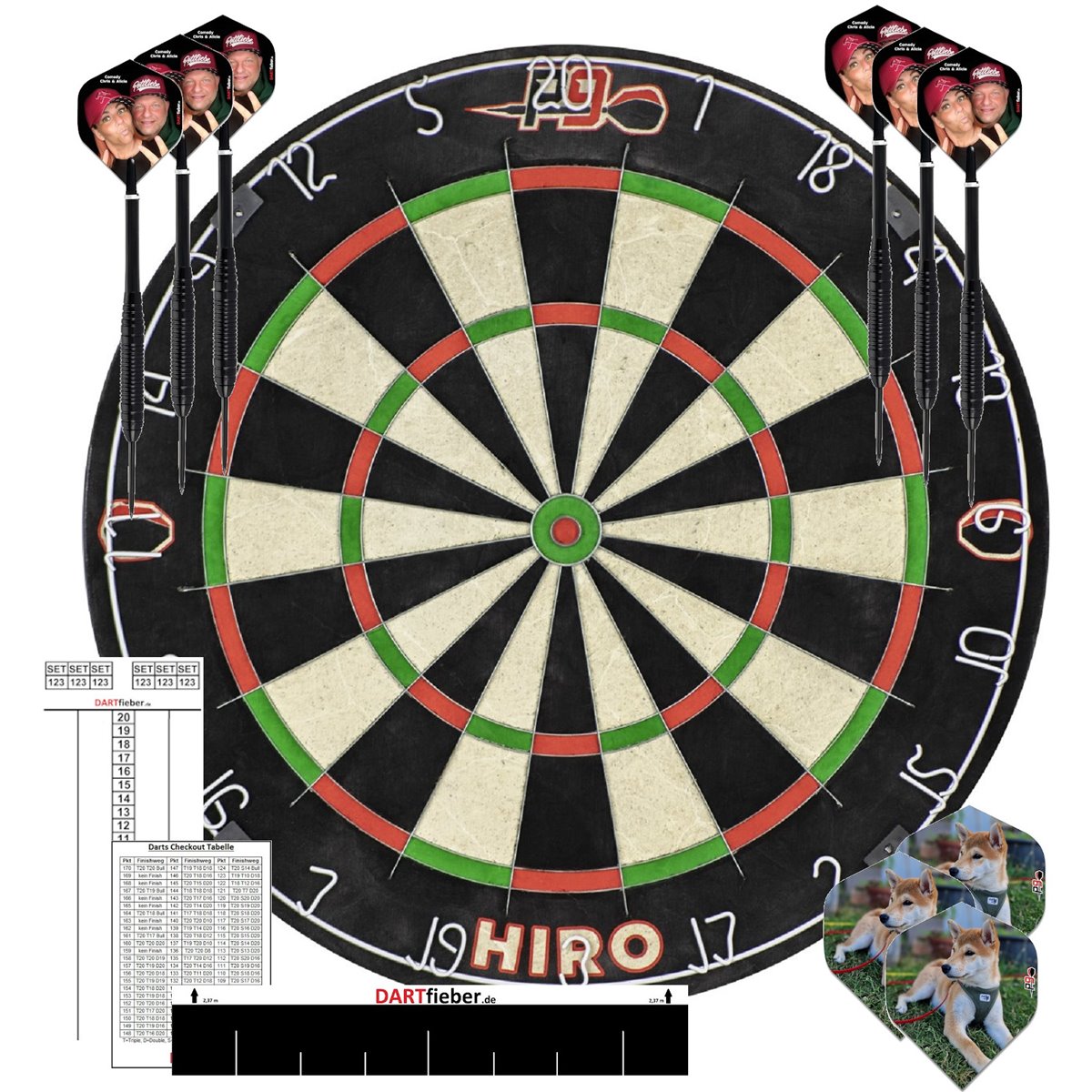 Dartboard Starter Set Chris und Alicia Bristle Board