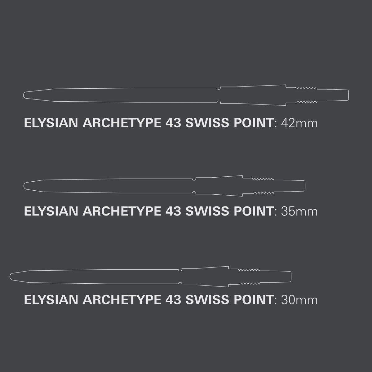 Target Swiss Point Elysian Archetype 43 30/35/42 mm Gold/Schwarz/Silber Wechselspitzen